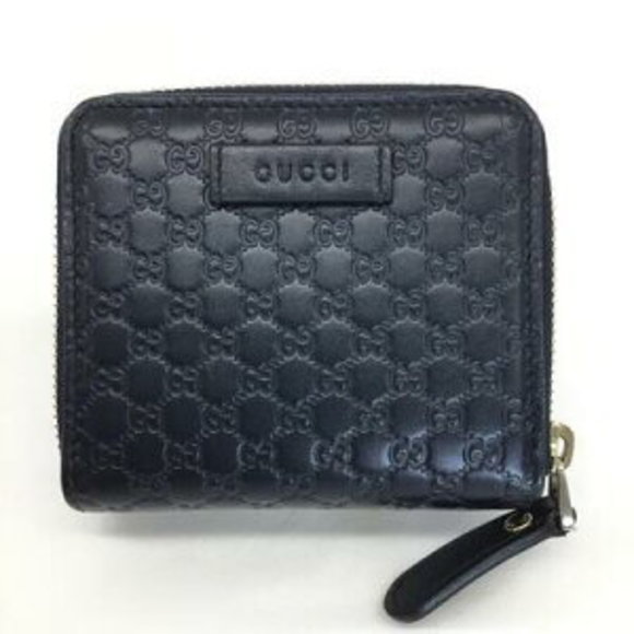 Gucci Handbags - GUCCI Wallet Fold Leather GG Shimmer Navy Blue no